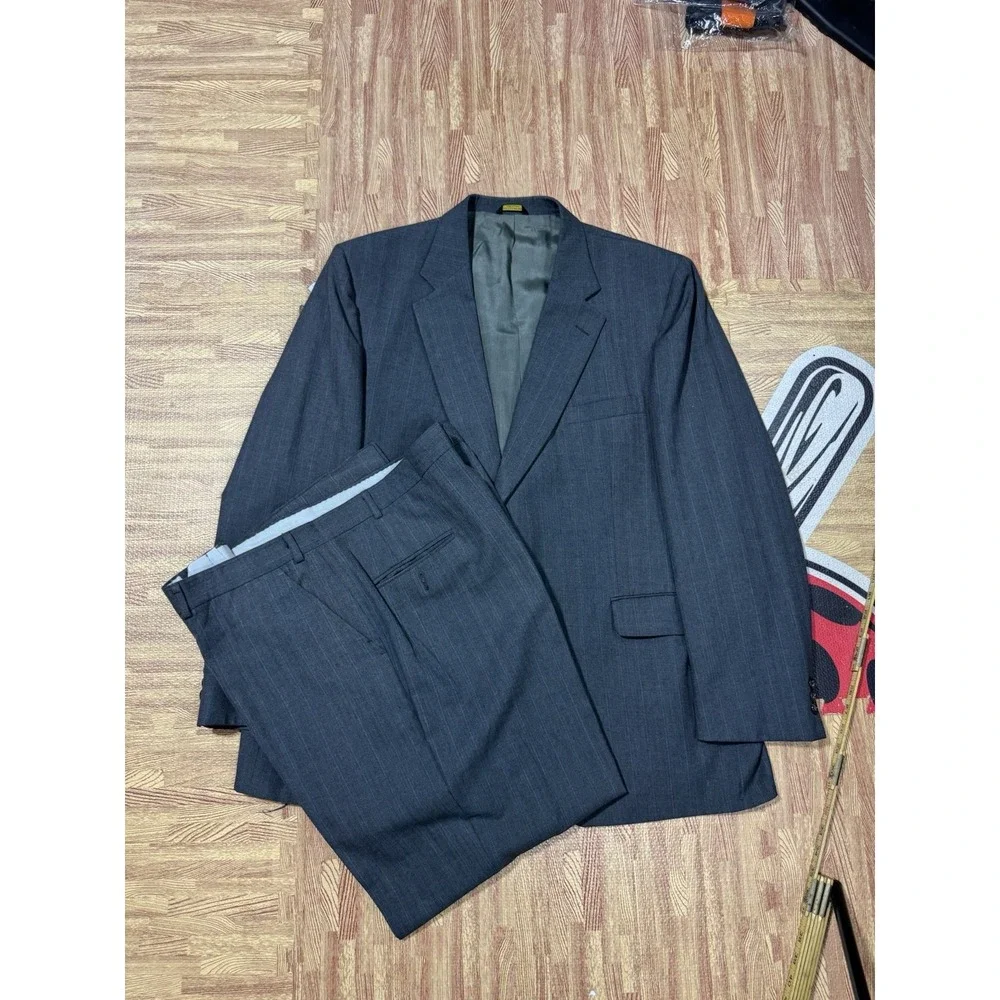 Stein Block Mens‎ Gray Pinstripe Two Piece Suit Blazer Jacket & Pants